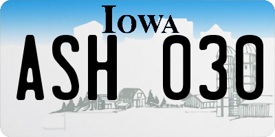 IA license plate ASH030
