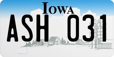 IA license plate ASH031