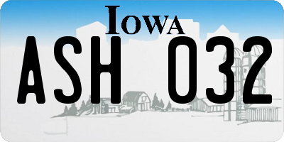 IA license plate ASH032