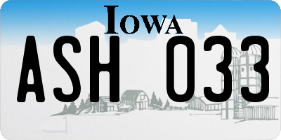 IA license plate ASH033