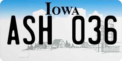 IA license plate ASH036