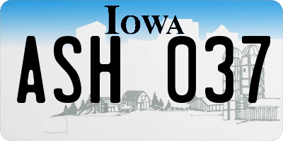 IA license plate ASH037