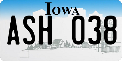 IA license plate ASH038