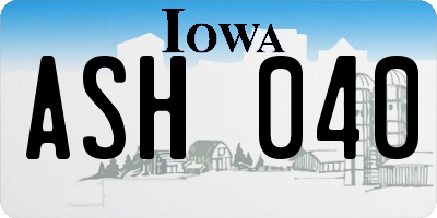 IA license plate ASH040