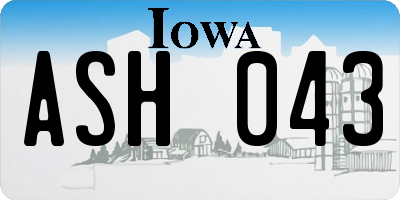 IA license plate ASH043
