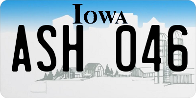 IA license plate ASH046