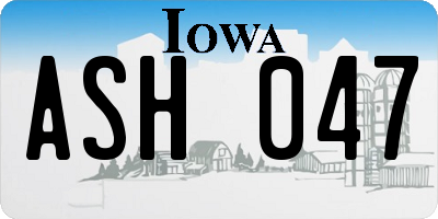 IA license plate ASH047