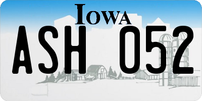 IA license plate ASH052
