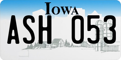 IA license plate ASH053