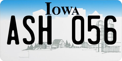 IA license plate ASH056
