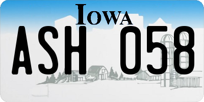 IA license plate ASH058