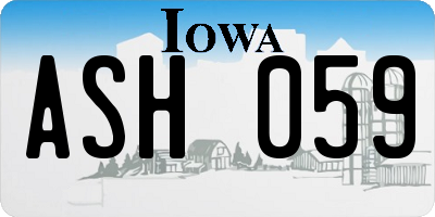 IA license plate ASH059