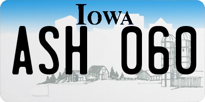 IA license plate ASH060