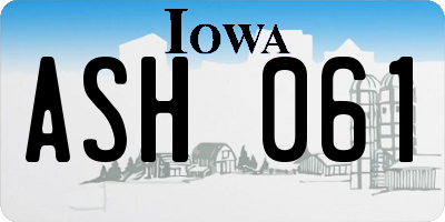 IA license plate ASH061