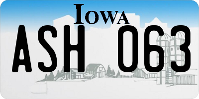 IA license plate ASH063
