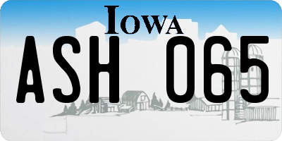 IA license plate ASH065