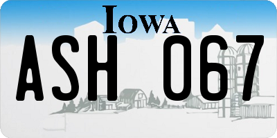 IA license plate ASH067