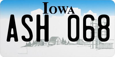IA license plate ASH068