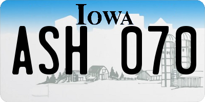 IA license plate ASH070