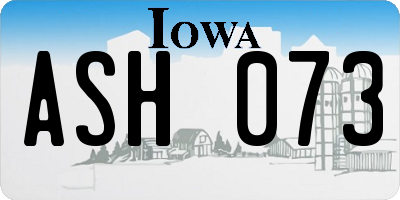 IA license plate ASH073