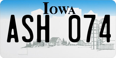 IA license plate ASH074
