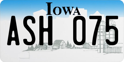 IA license plate ASH075