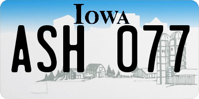 IA license plate ASH077