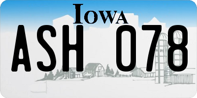 IA license plate ASH078