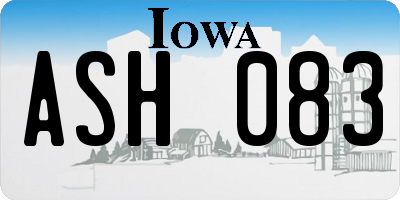 IA license plate ASH083