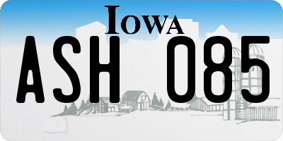 IA license plate ASH085