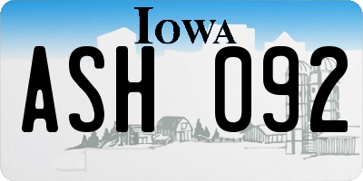 IA license plate ASH092
