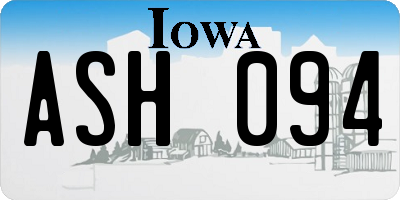 IA license plate ASH094
