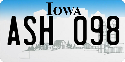 IA license plate ASH098