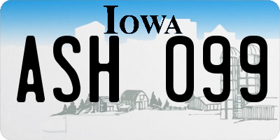 IA license plate ASH099