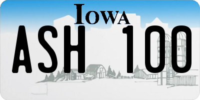 IA license plate ASH100
