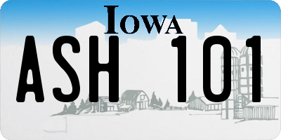 IA license plate ASH101