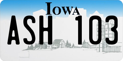 IA license plate ASH103