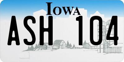 IA license plate ASH104