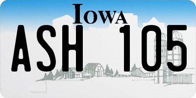 IA license plate ASH105