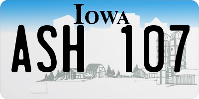 IA license plate ASH107