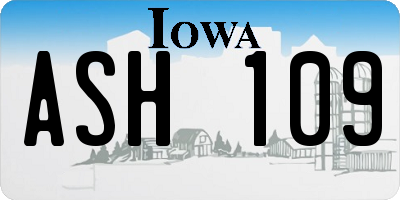 IA license plate ASH109