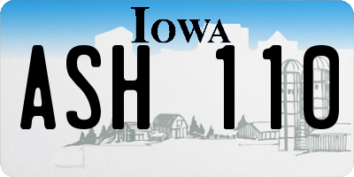 IA license plate ASH110