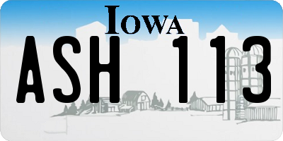 IA license plate ASH113