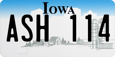 IA license plate ASH114
