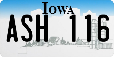 IA license plate ASH116