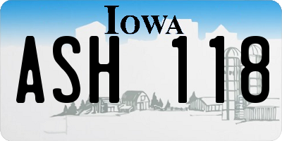 IA license plate ASH118