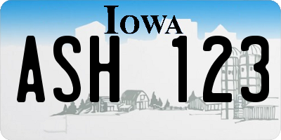 IA license plate ASH123