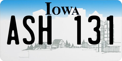 IA license plate ASH131
