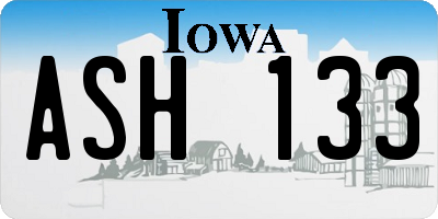 IA license plate ASH133