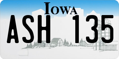 IA license plate ASH135